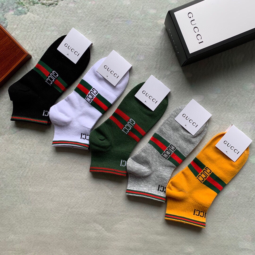 Gucci Web-Stripe Details Ankle Socks - 5-Pair Set