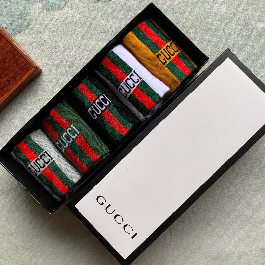 Gucci Web-Stripe Details Ankle Socks - 5-Pair Set