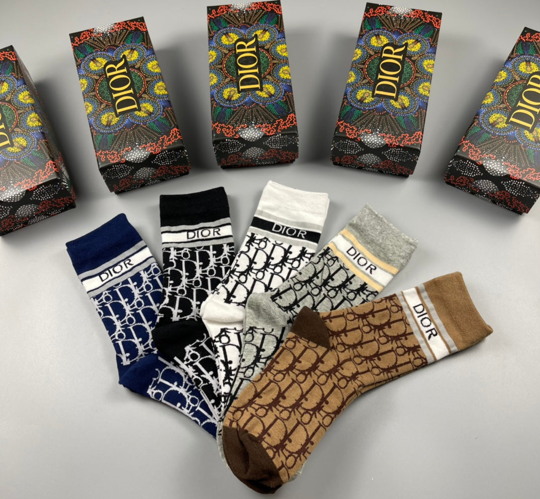 Dior Cotton Crew Socks - 5-Pair Pack