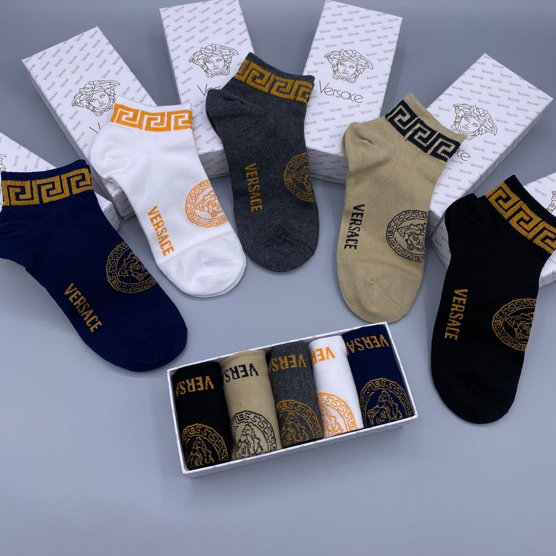 Versace Greek-Key Details No-Show Socks