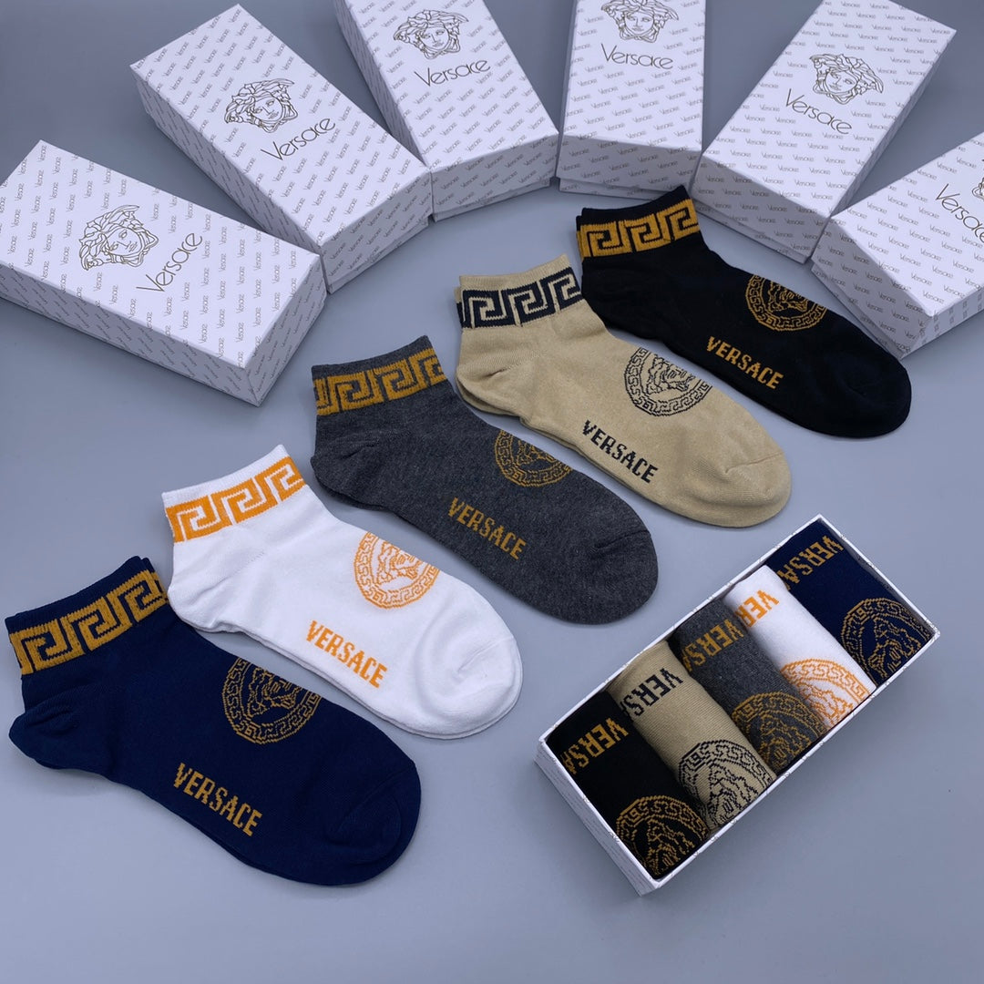 Versace Greek-Key Details No-Show Socks