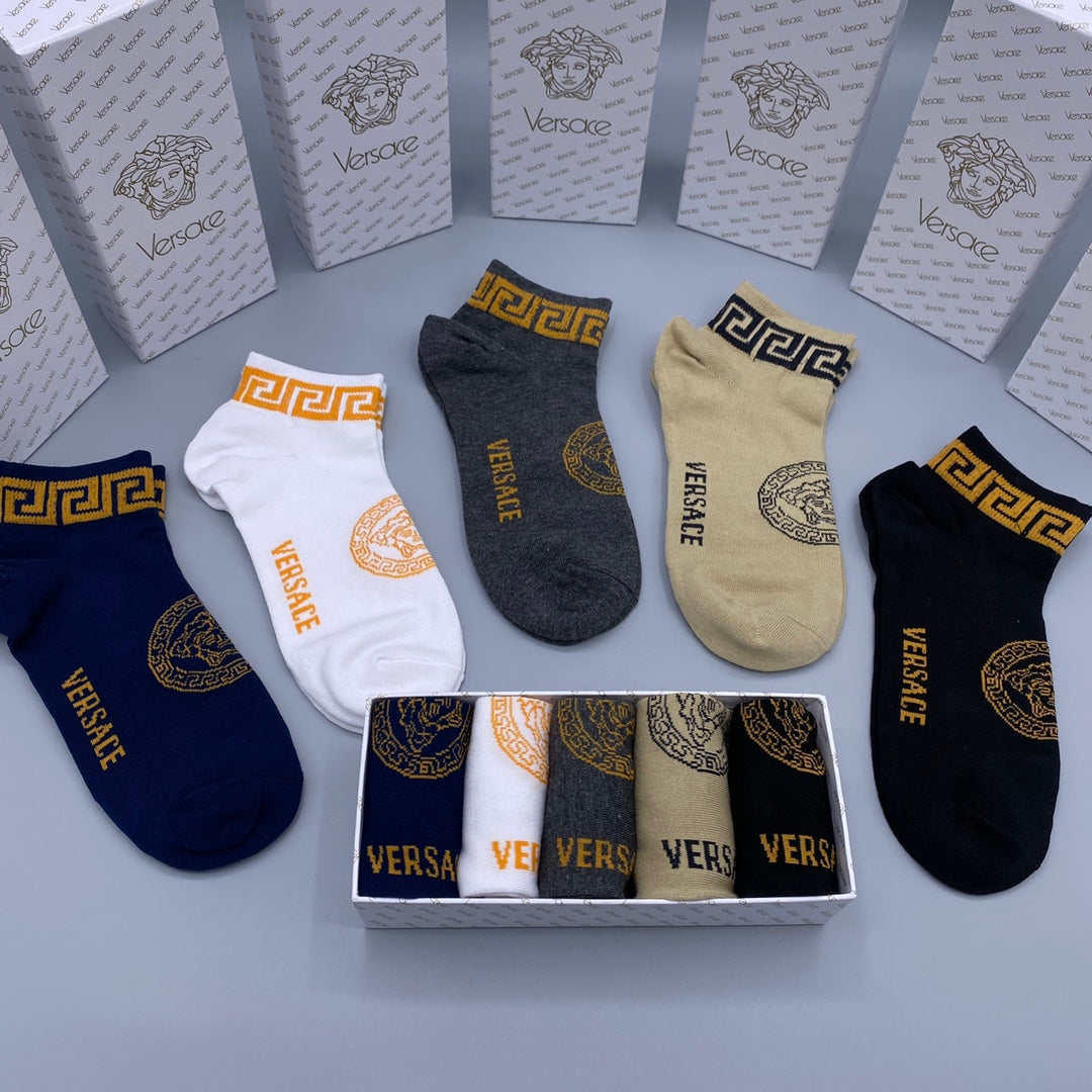 Versace Greek-Key Details No-Show Socks