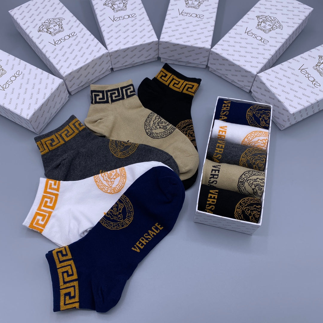 Versace Greek-Key Details No-Show Socks