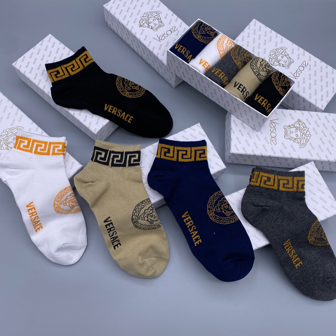 Versace Classic Ankle Socks - 5-Pair Box