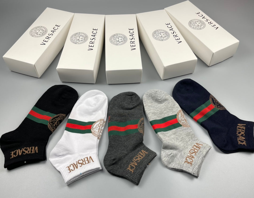 Versace Cotton Crew Socks - 5-Pair Set