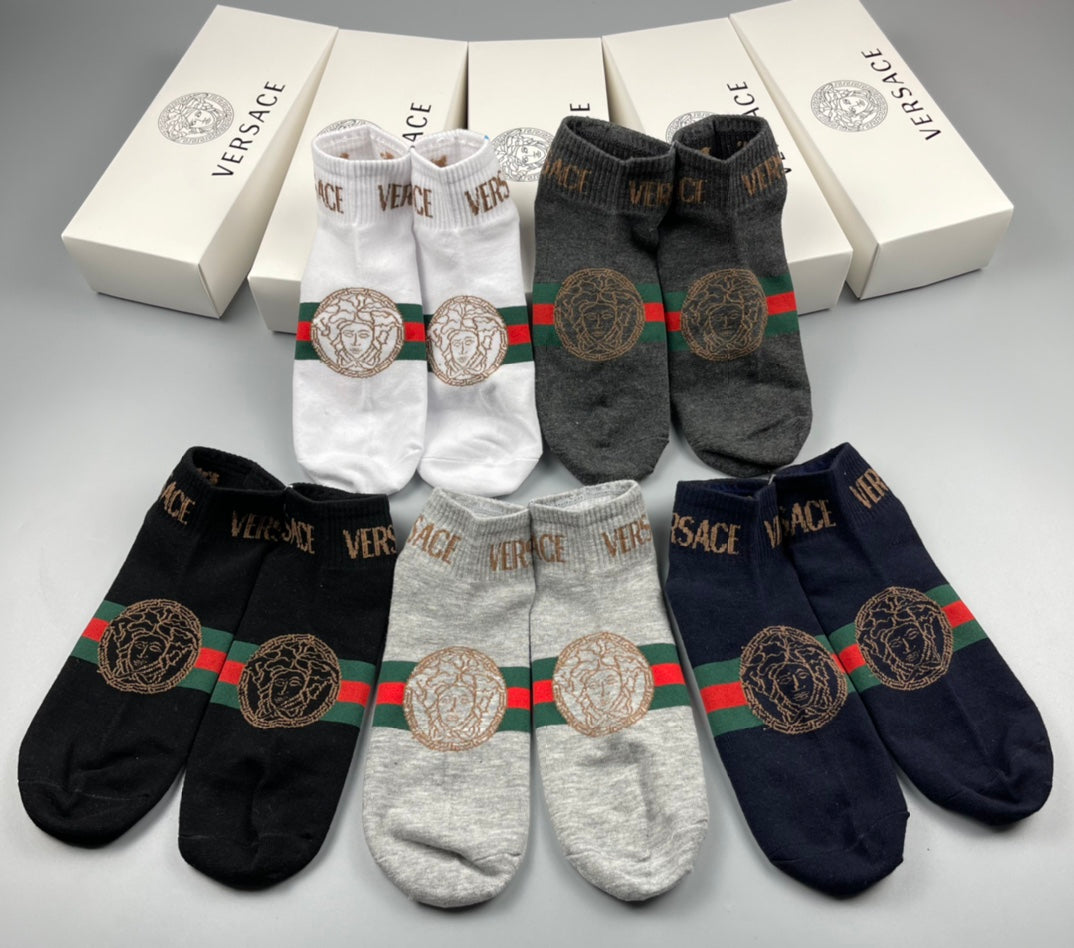 Versace Cotton Crew Socks - 5-Pair Set