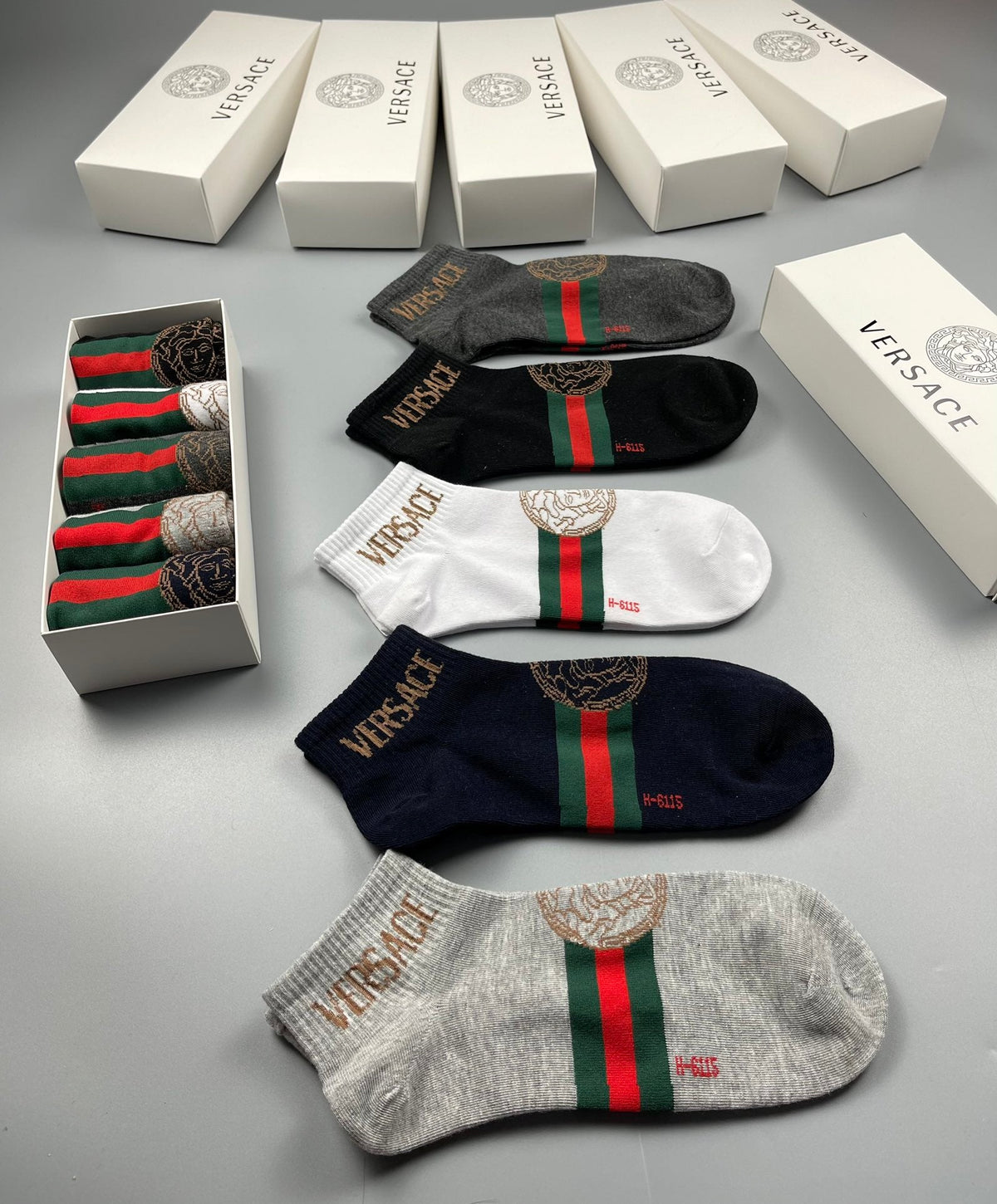 Versace Cotton Crew Socks - 5-Pair Pack