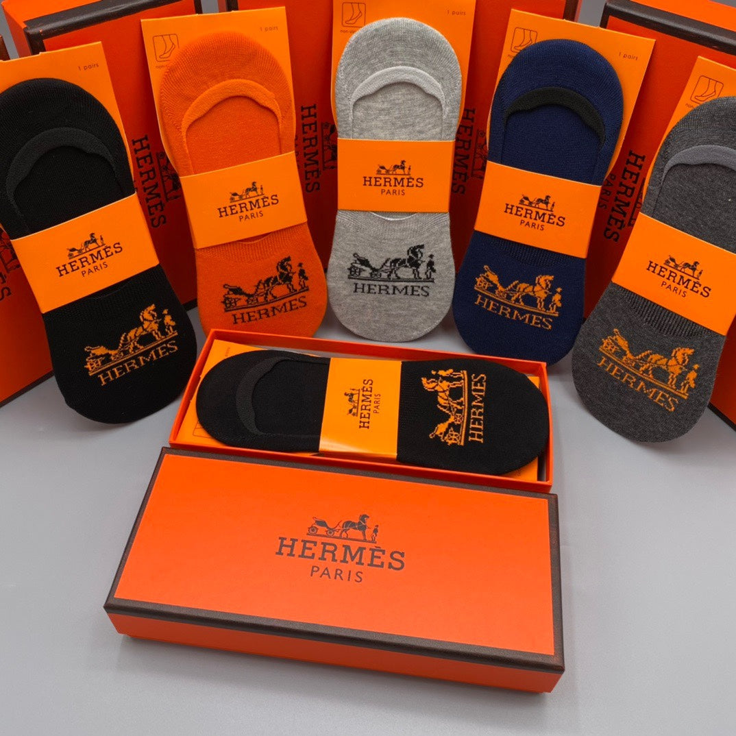 Hermes Horse Graphics No-Show Socks - 5-Pair Set