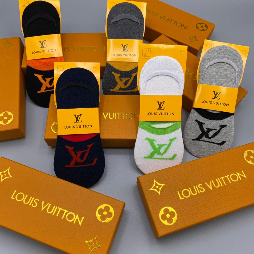 Louis Vuitton Large Initial Graphics No-Show Socks - 5-Pair Set