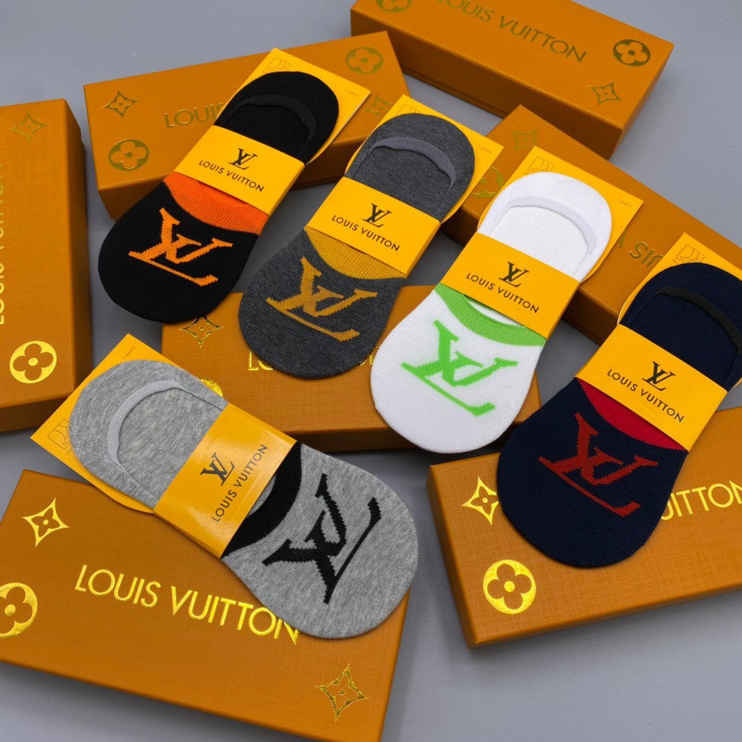Louis Vuitton Colourful Initial Graphics No-Show Socks - 5-Pair Set