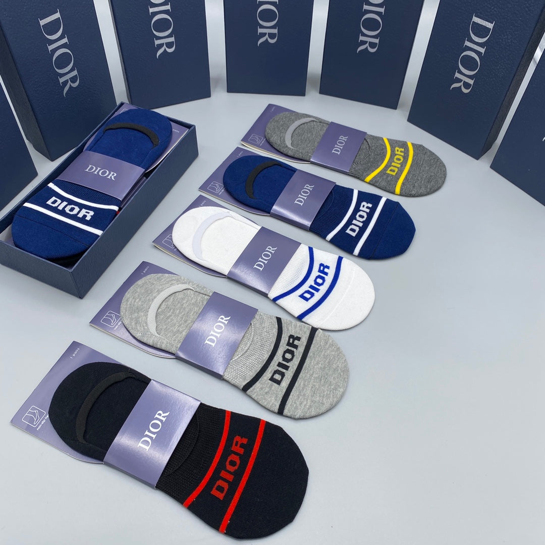 Dior Mixed Contrast Wordmarks No-Show Socks