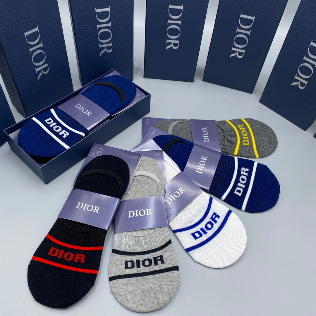 Dior Colourful Stripe Details No-Show Socks