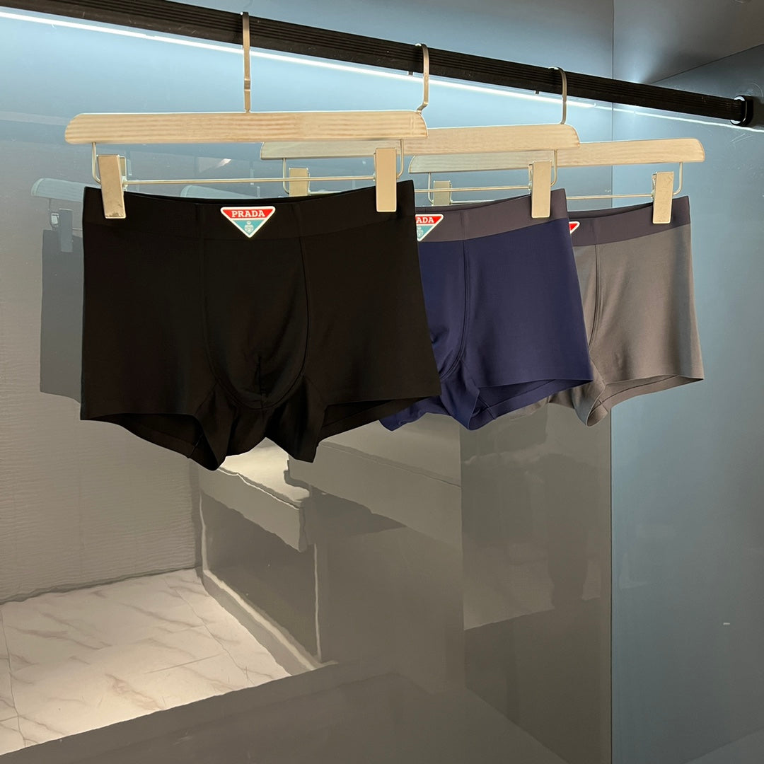 Prada Triangular Front Emblems Men's Boxer Briefs - 3-Piece Box