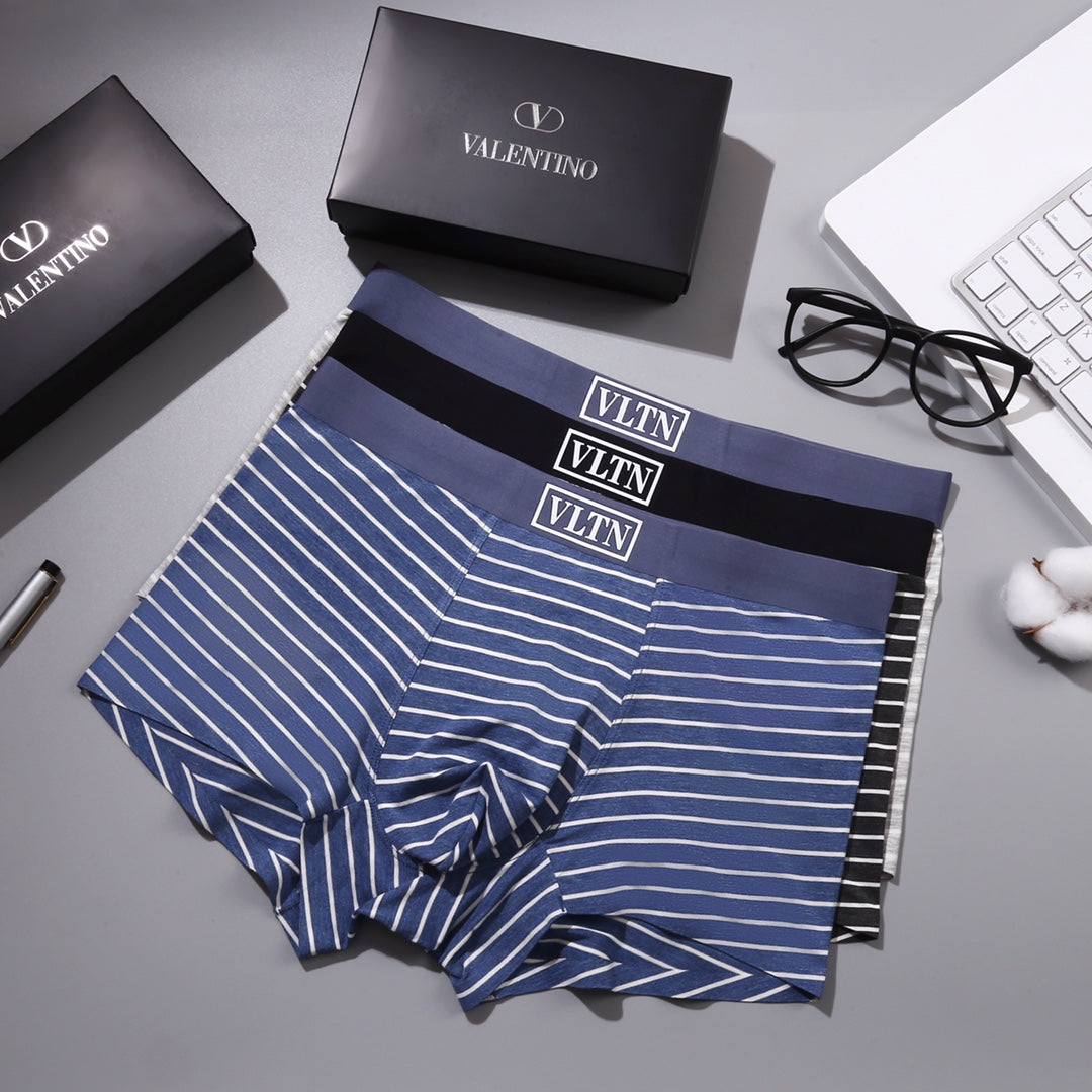 Valentino Visible Waistband, Colour And Emblem Details Men's Boxer Briefs - 3-Piece Box