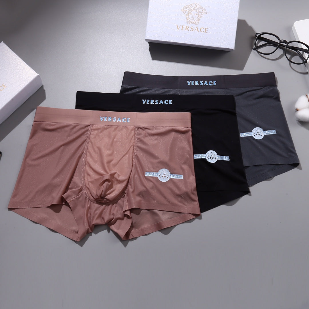 Versace Small Medallion Details Men's Boxer Briefs - 3-Piece Box