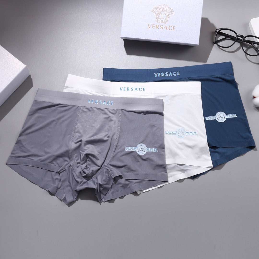 Versace Small Medallion Details Men's Boxer Briefs - 3-Piece Box