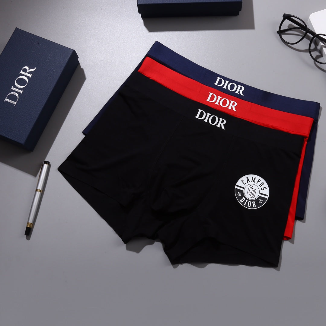 Dior Round Patch Details Men's Boxer Briefs - 3-Piece Box