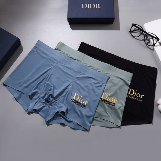 Dior Gold-Tone Wordmark Details Men's Boxer Briefs - 3-Piece Box