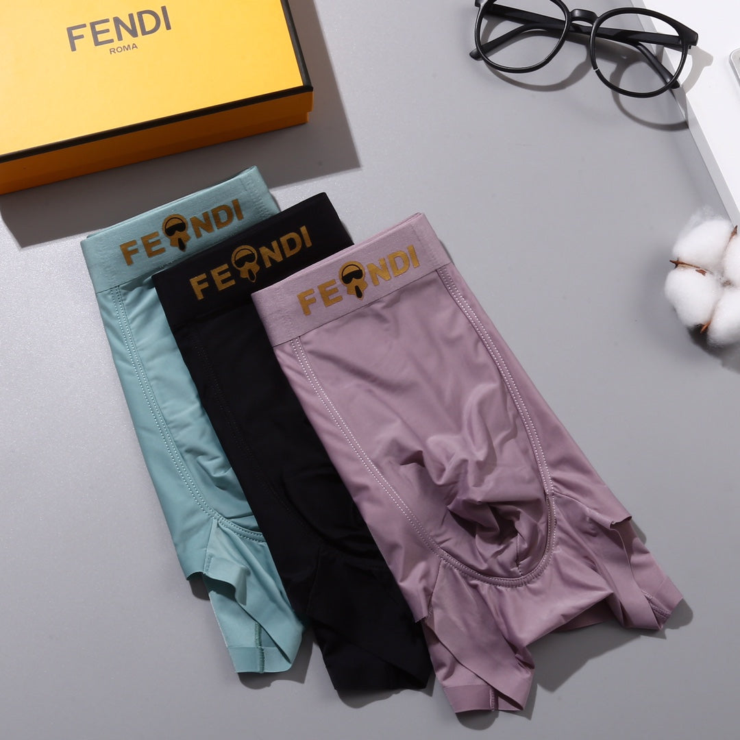 Fendi Visible Colour, Waistband And Emblem Details Men's Boxer Briefs - 3-Piece Box