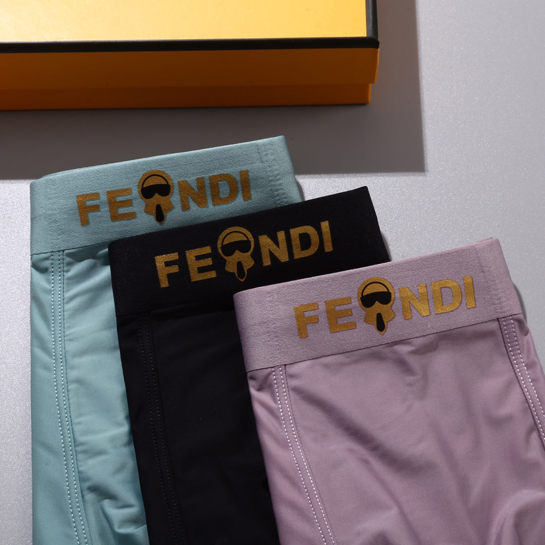 Fendi Visible Colour, Waistband And Emblem Details Men's Boxer Briefs - 3-Piece Box