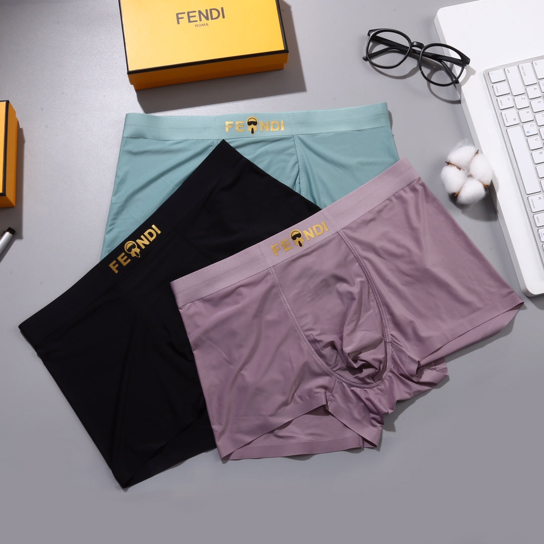 Fendi Tonal Waistband Details Men's Boxer Briefs - 3-Piece Box