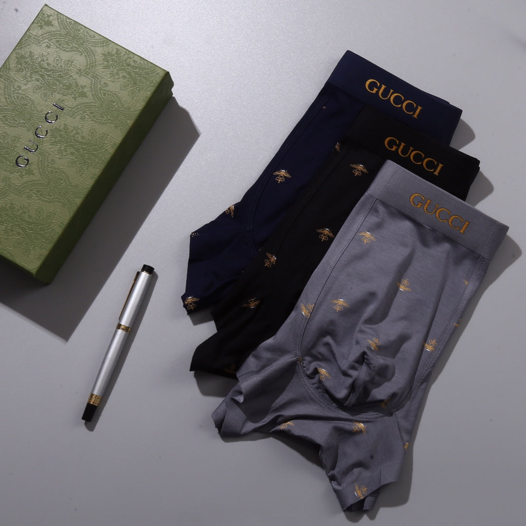 Gucci Small Bee Motifs Men's Boxer Briefs - 3-Piece Box