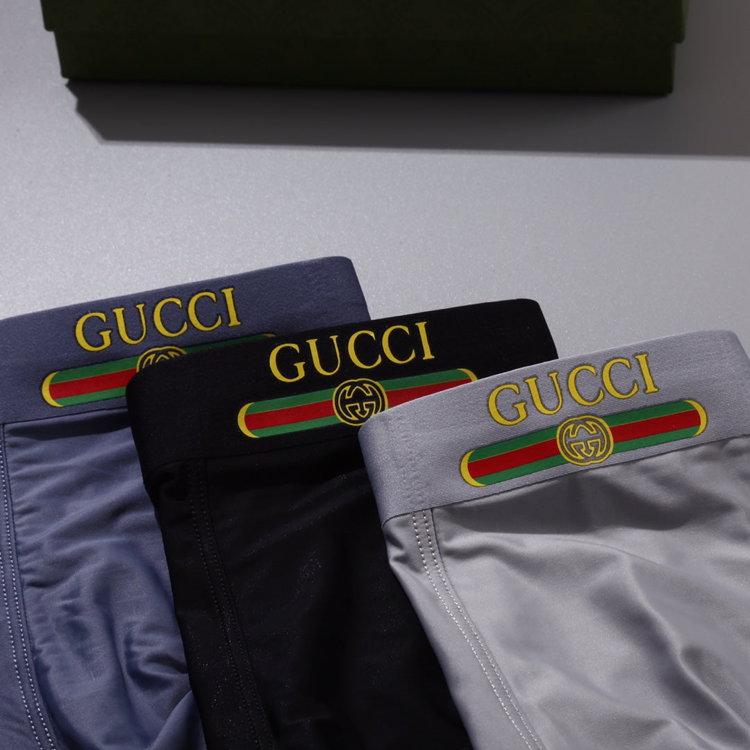 Gucci Visible Colour, Waistband And Emblem Details Men's Boxer Briefs - 3-Piece Box
