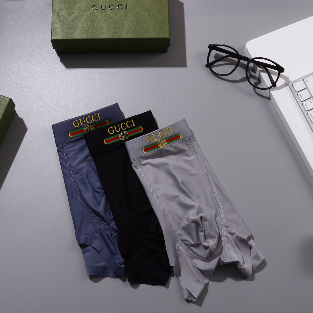 Gucci Visible Waistband, Colour And Emblem Details Men's Boxer Briefs - 3-Piece Box