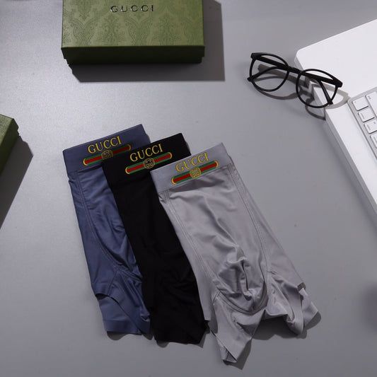 Gucci Visible Colour, Waistband And Emblem Details Men's Boxer Briefs - 3-Piece Box