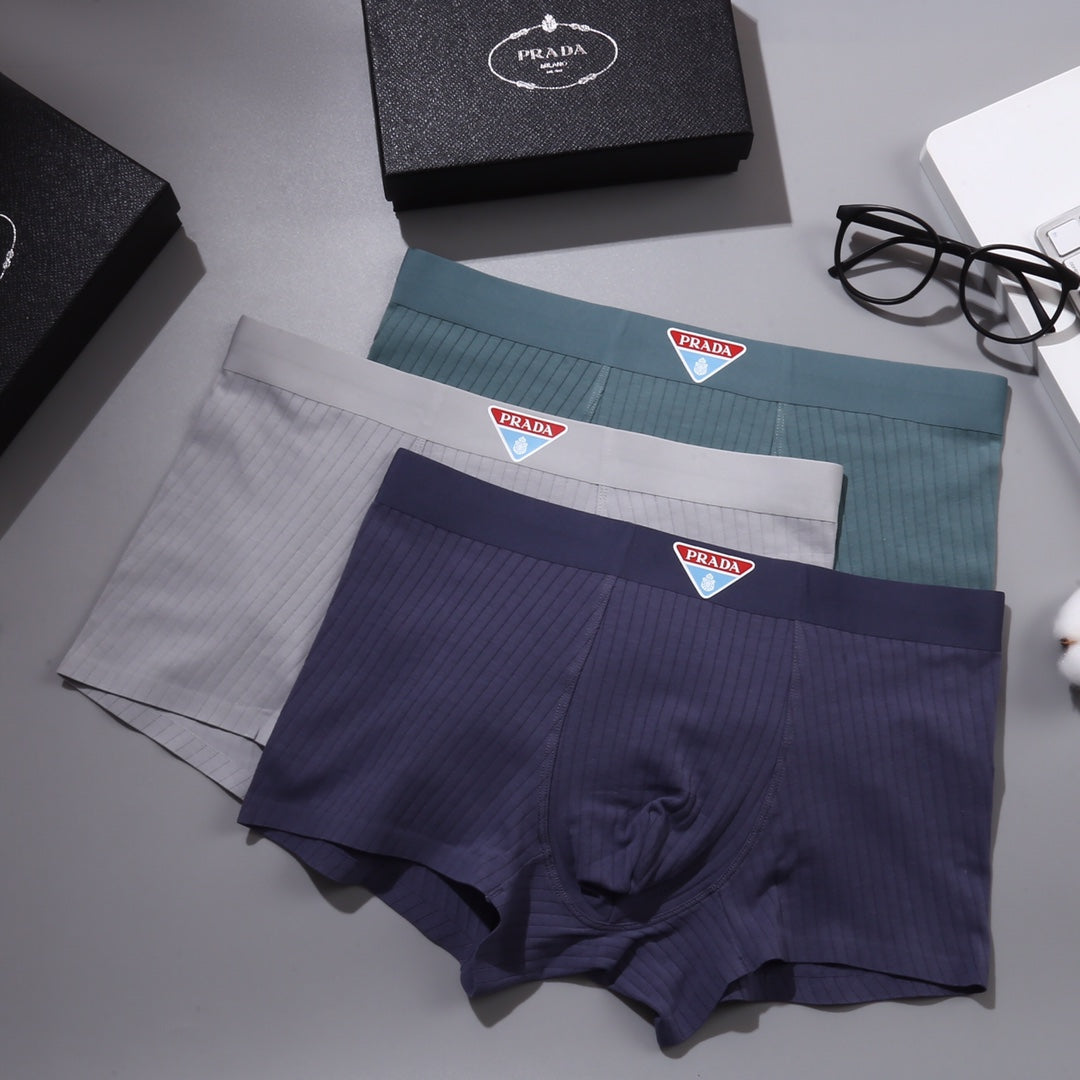 Prada Cotton Men's Boxer Briefs - 3-Piece Box