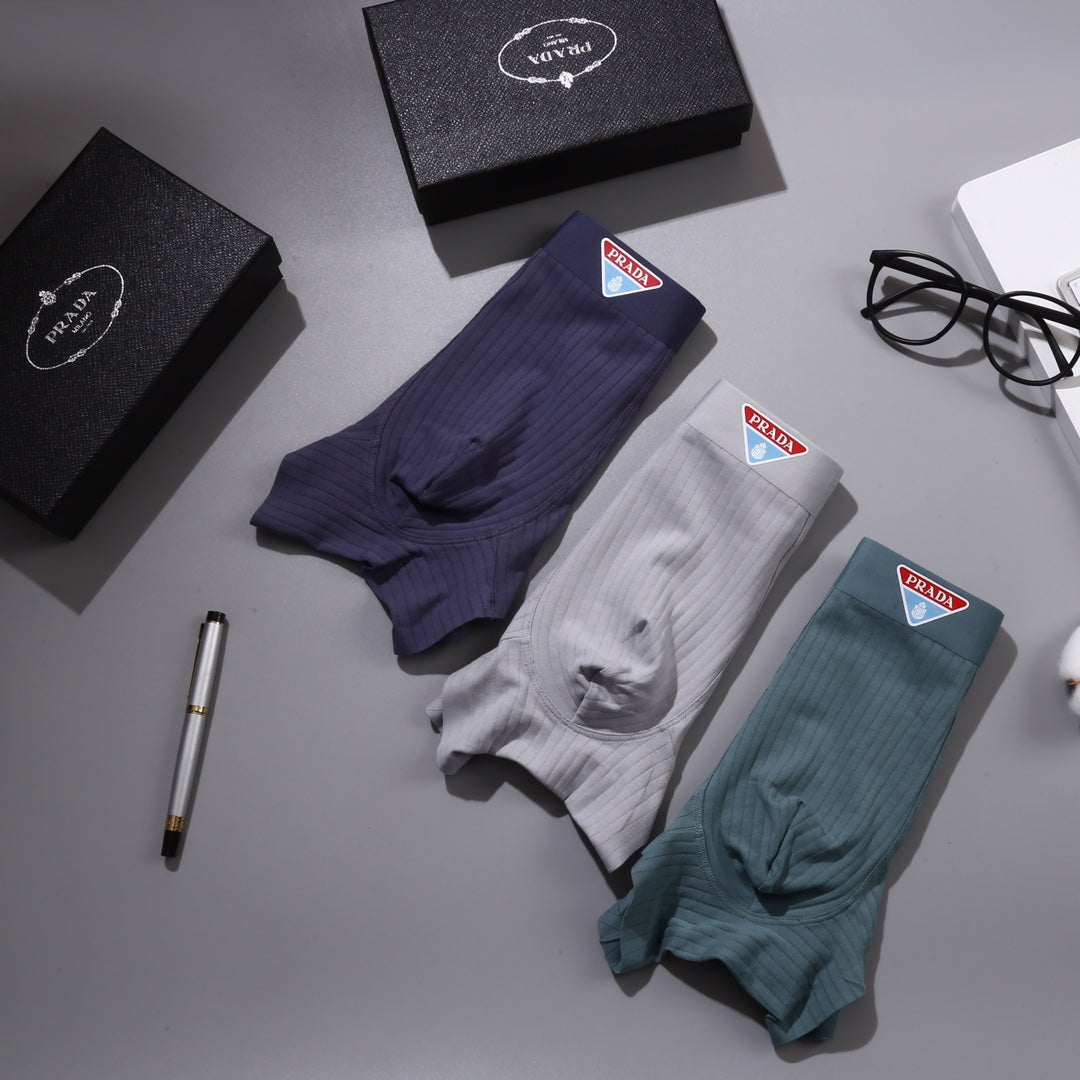 Prada Small Triangle Badges Men's Boxer Briefs - 3-Piece Box