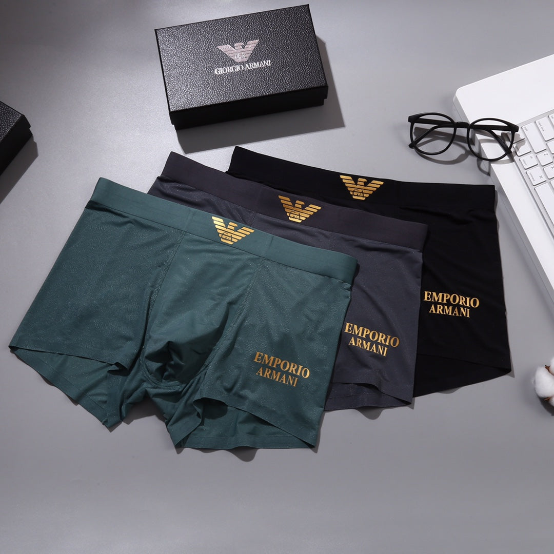 Armani Gold-Tone Eagle Details Men's Boxer Briefs - 3-Piece Box