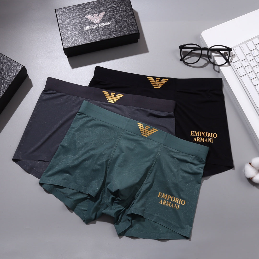 Armani Gold-Tone Eagle Details Men's Boxer Briefs - 3-Piece Box