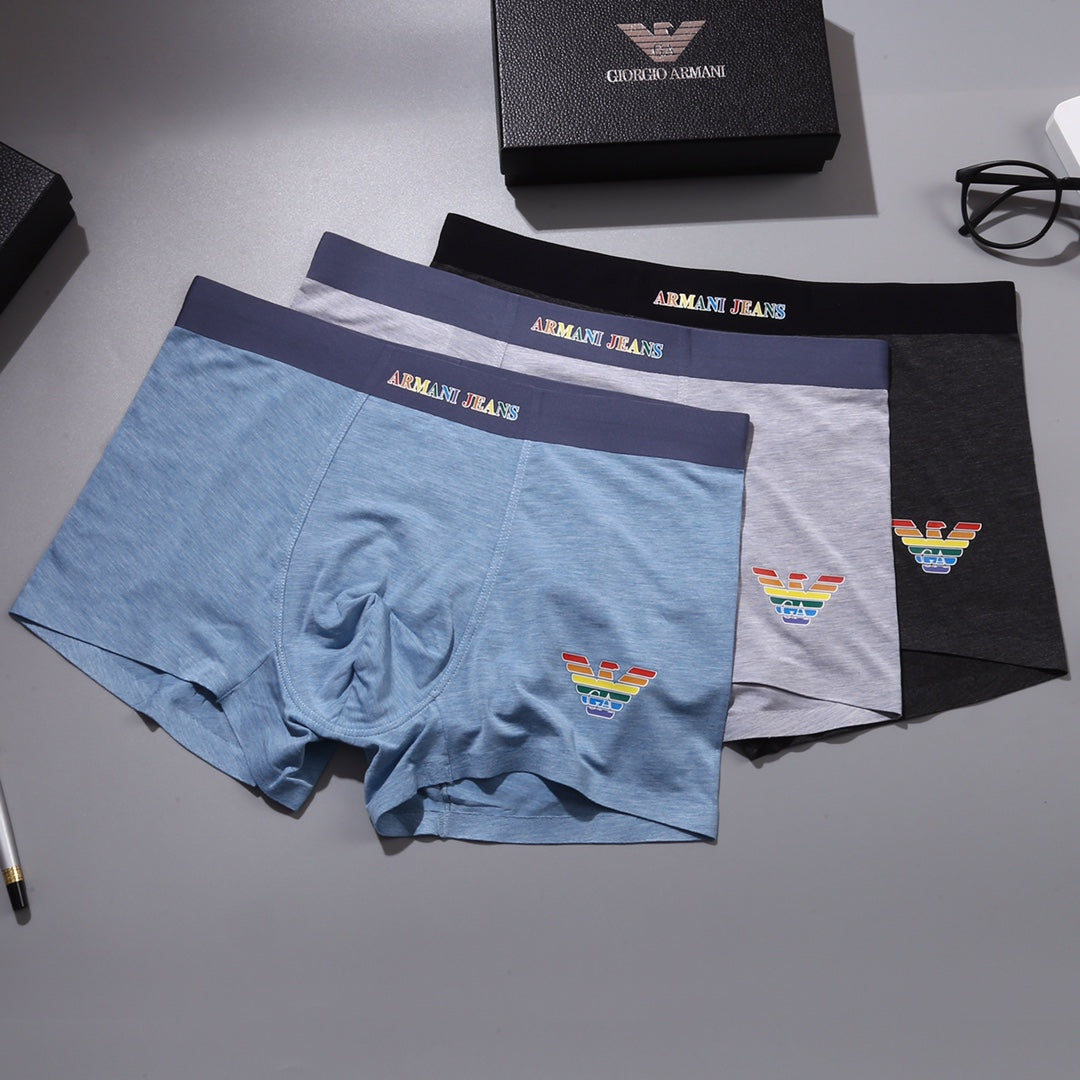 Armani Multicolour Eagle Details Men's Boxer Briefs - 3-Piece Box