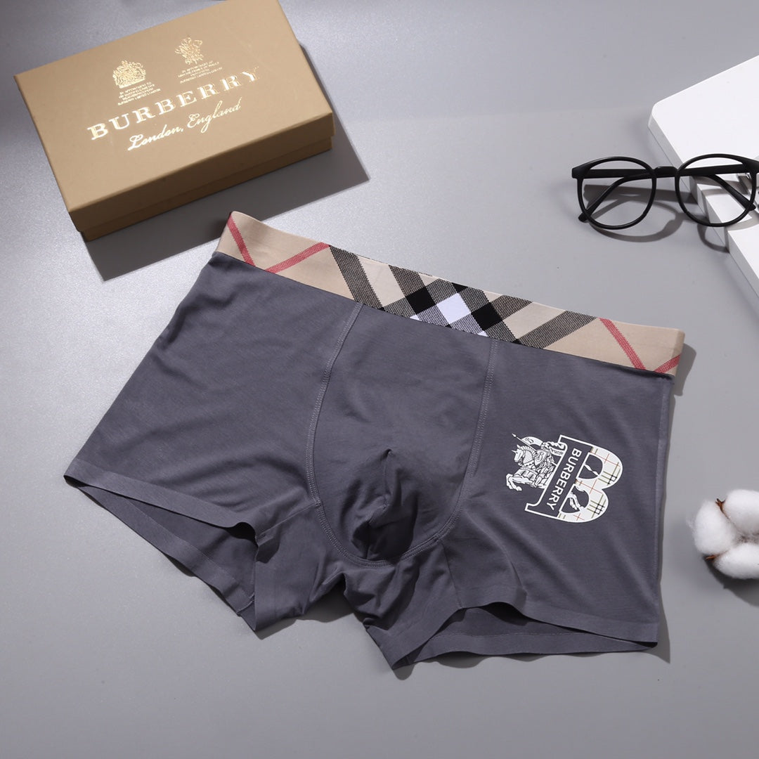 Burberry Visible Waistband, Colour And Emblem Details Men's Boxer Briefs - 3-Piece Box