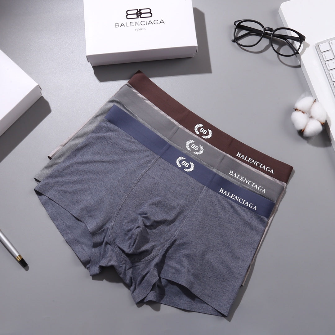 Balenciaga Emblem Waistbands Men's Boxer Briefs - 3-Piece Box