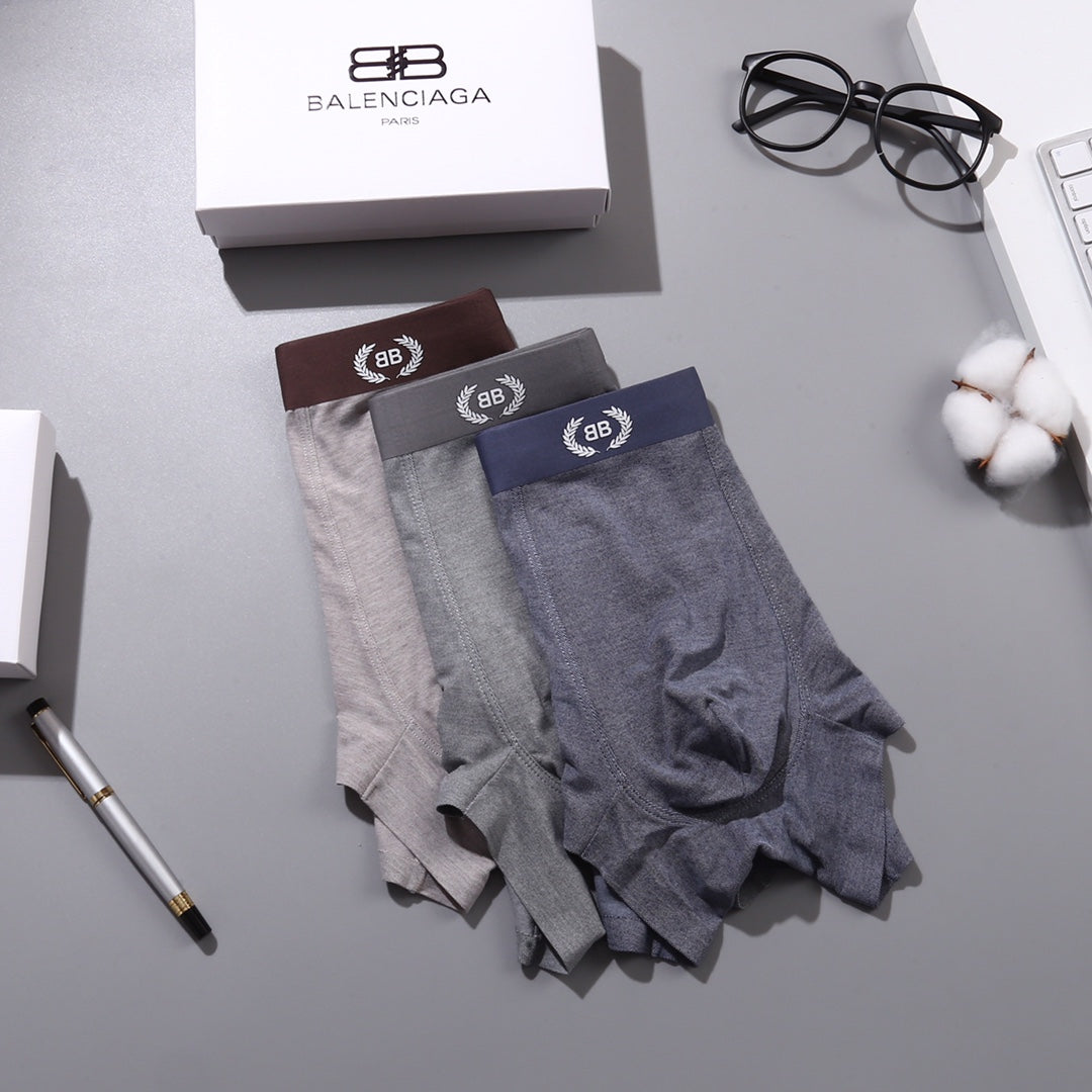 Balenciaga Emblem Waistbands Men's Boxer Briefs - 3-Piece Box