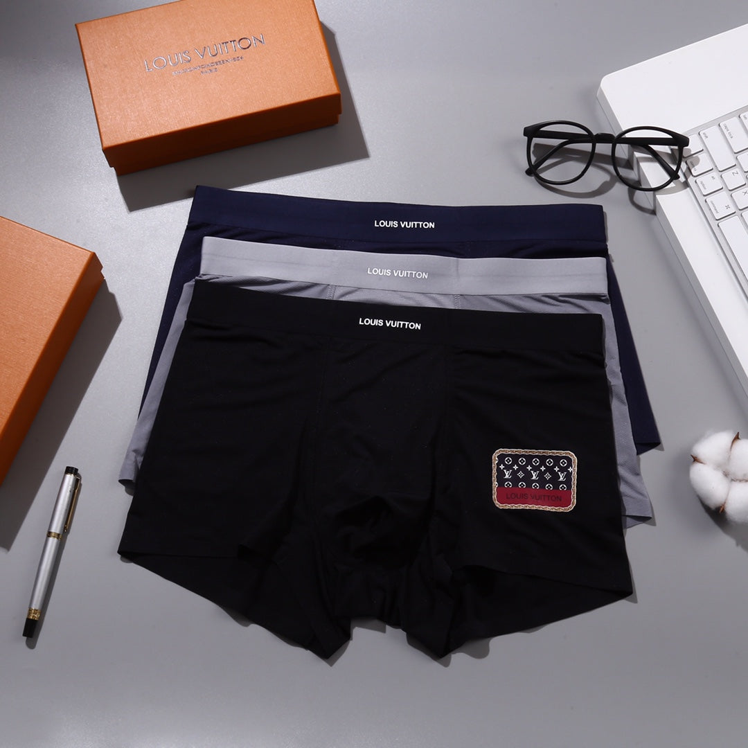 Louis Vuitton Contrast Patch Details Men's Boxer Briefs - 3-Piece Box