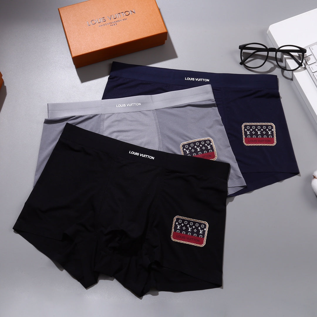 Louis Vuitton Contrast Patch Details Men's Boxer Briefs - 3-Piece Box