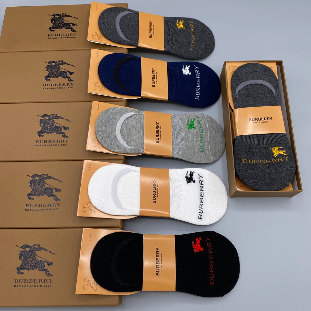 Burberry Crest Details No-Show Socks - 5-Pair Set