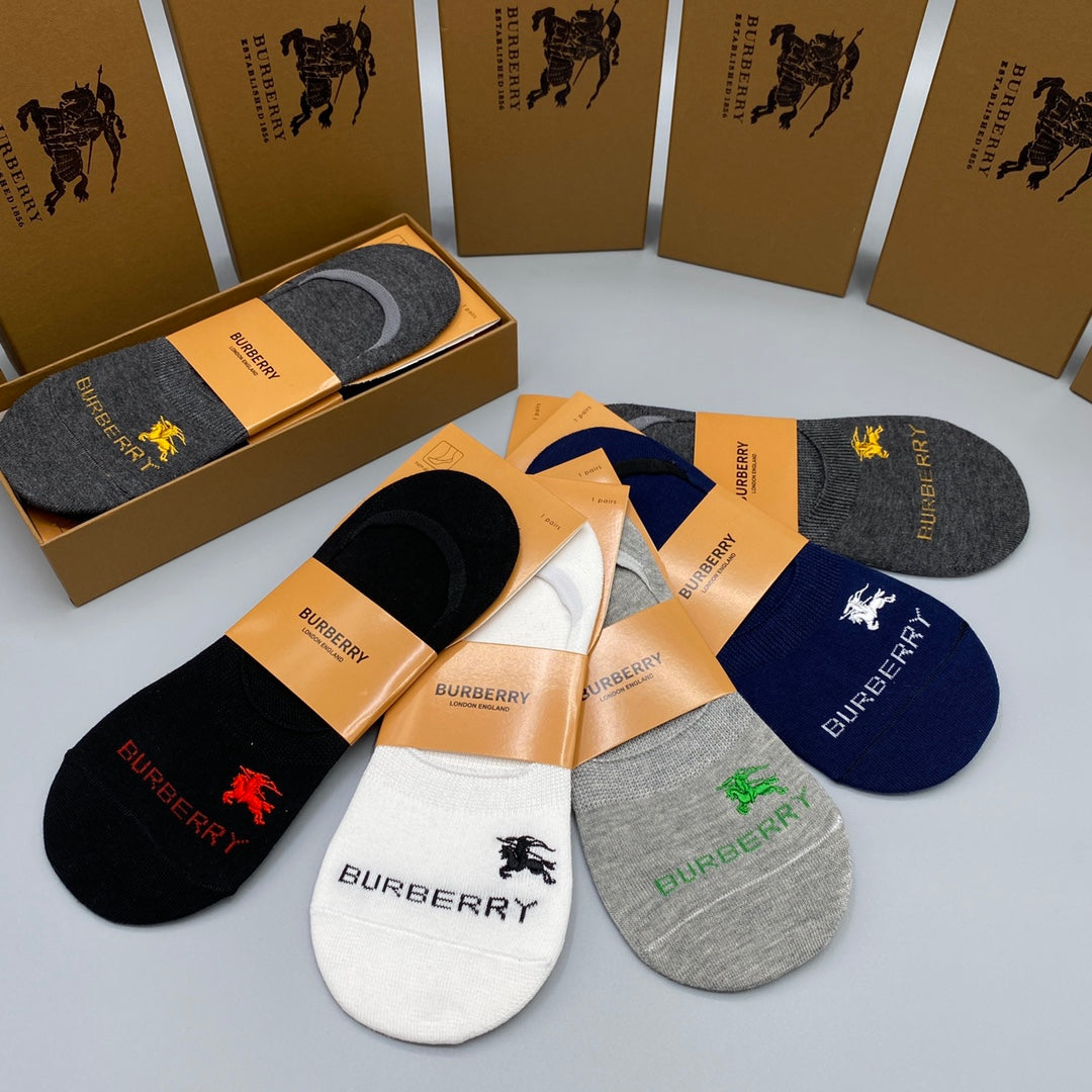 Burberry Crest Details No-Show Socks - 5-Pair Set
