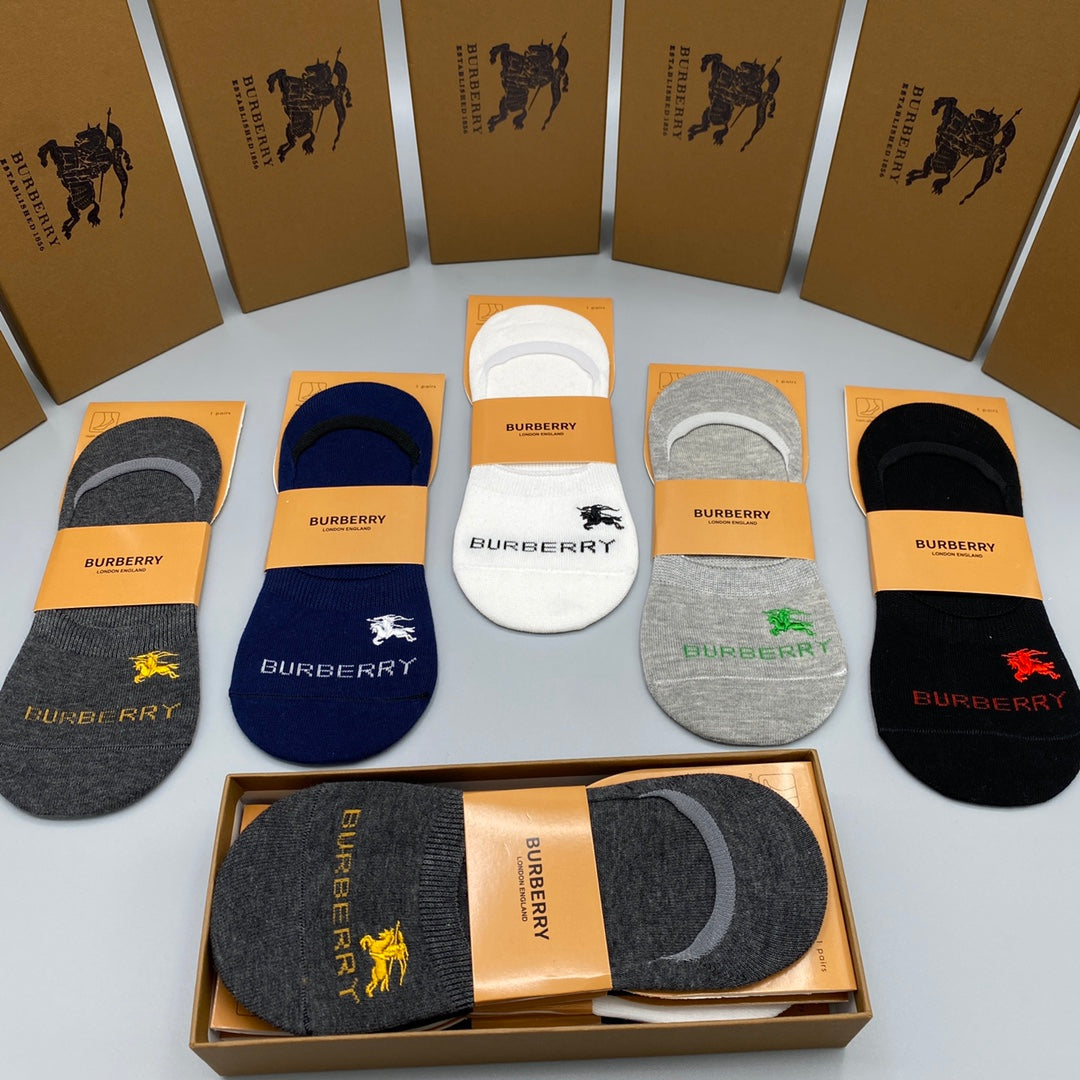 Burberry Small Horse Graphics No-Show Socks - 5-Pair Set