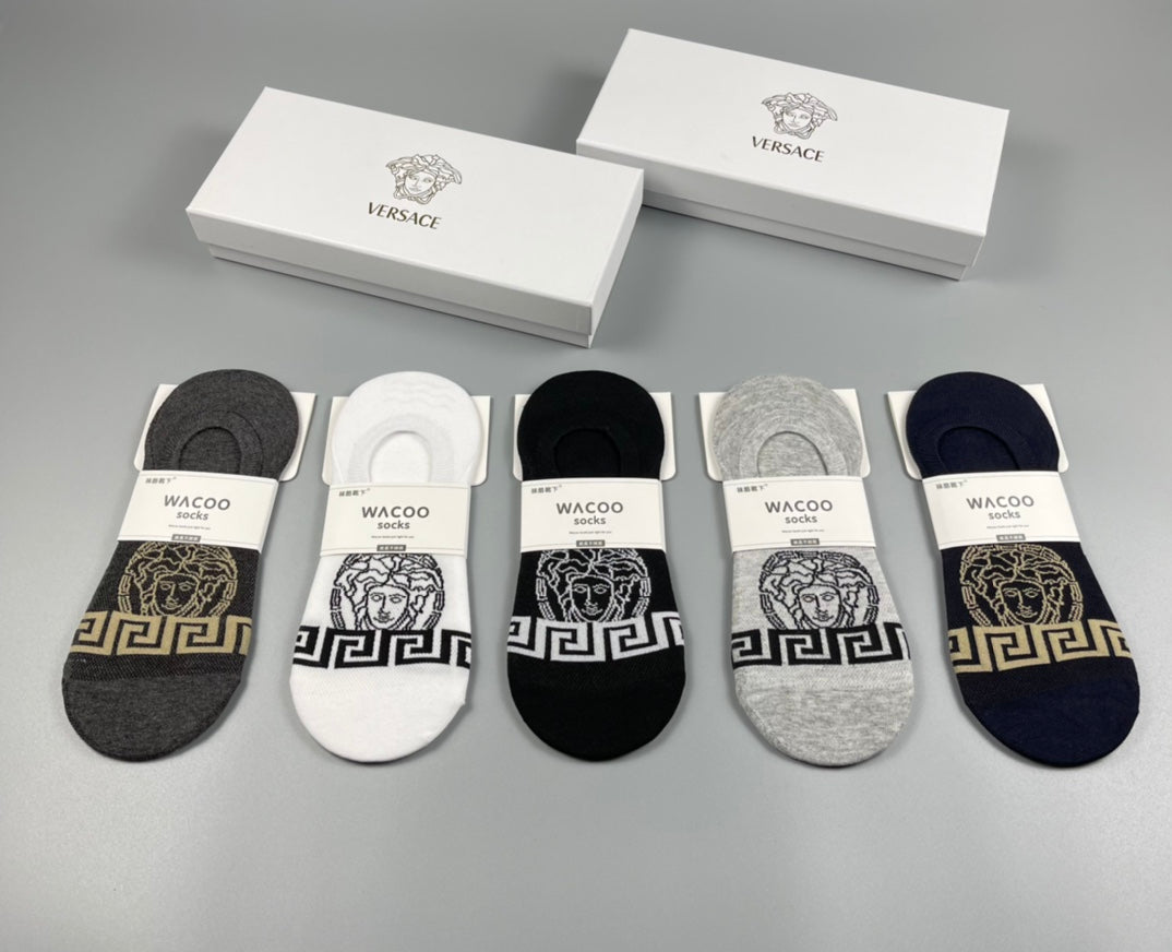 Versace Cotton Short Socks - 5-Pair Pack