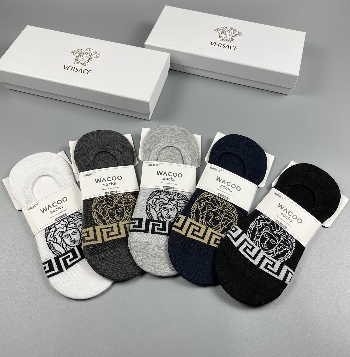 Versace Cotton Short Socks - 5-Pair Pack