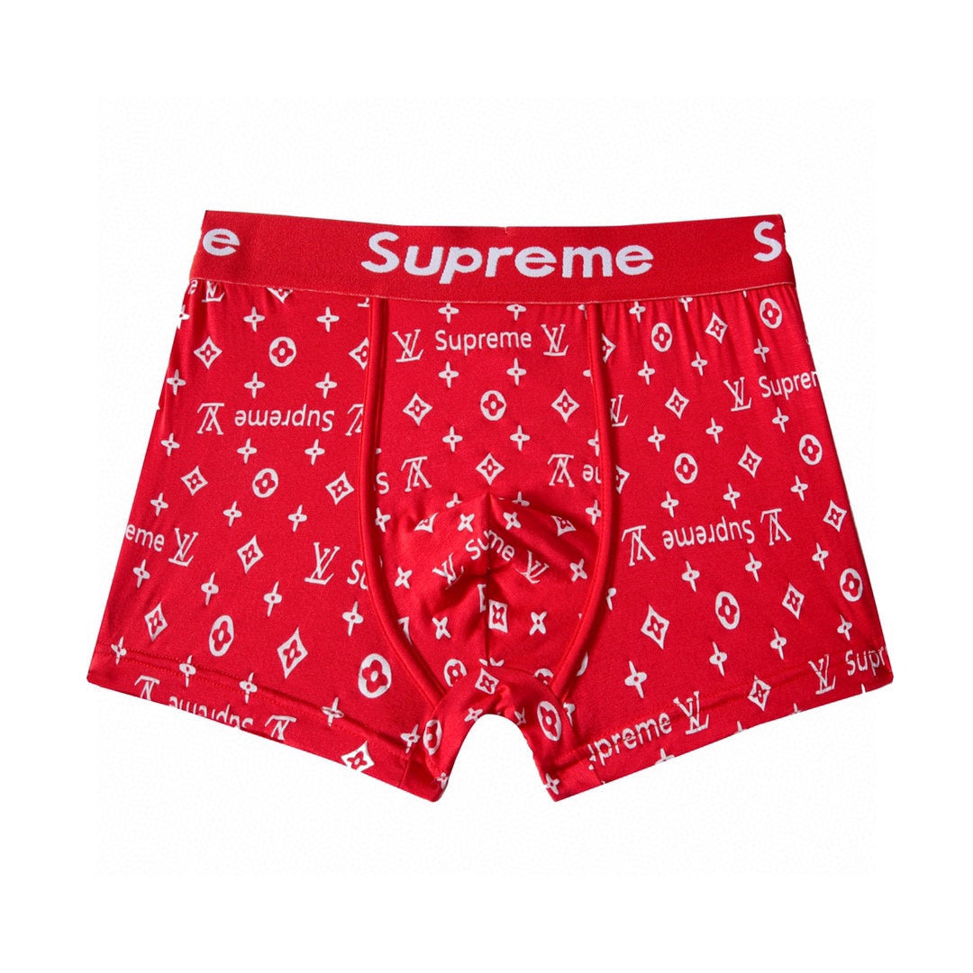 Louis Vuitton x Supreme Cotton Visible Colour, Waistband And Emblem Details Men's Boxer Briefs - 3-Piece Box