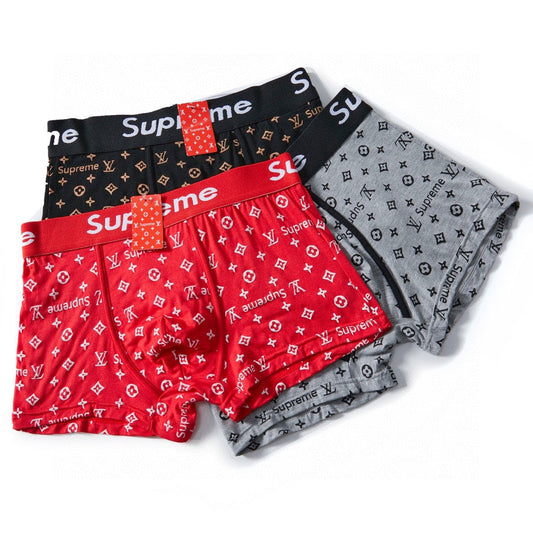 Louis Vuitton x Supreme Monogram-Style Graphics And Contrast Waistbands Men's Boxer Briefs