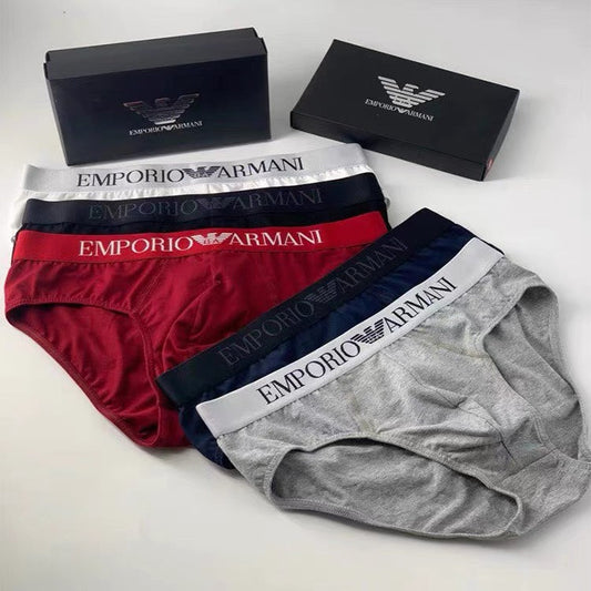 Armani Broad Contrast Waistbands Men's Briefs - 3-Piece Box