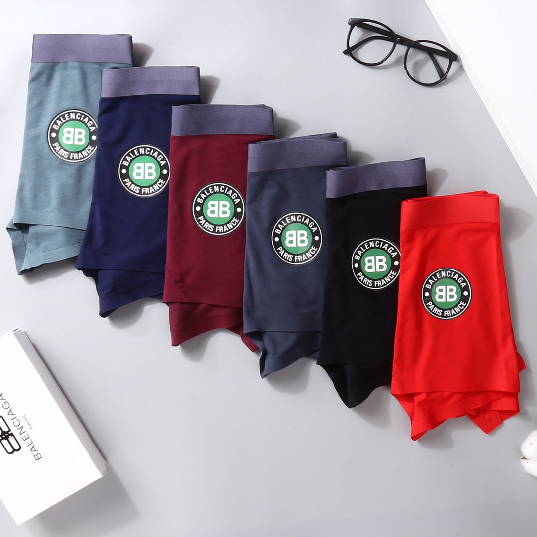 Balenciaga Visible Colour, Waistband And Emblem Details Men's Boxer Briefs - 3-Piece Box