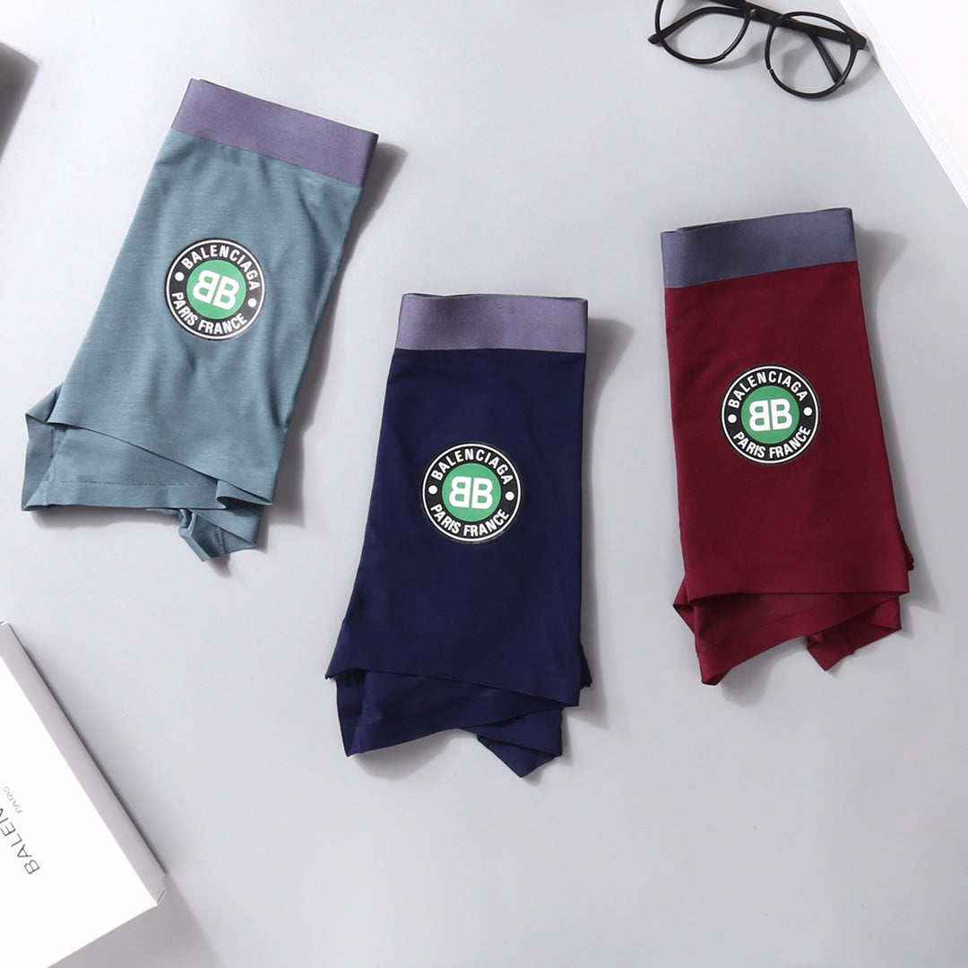 Balenciaga Visible Colour, Waistband And Emblem Details Men's Boxer Briefs - 3-Piece Box