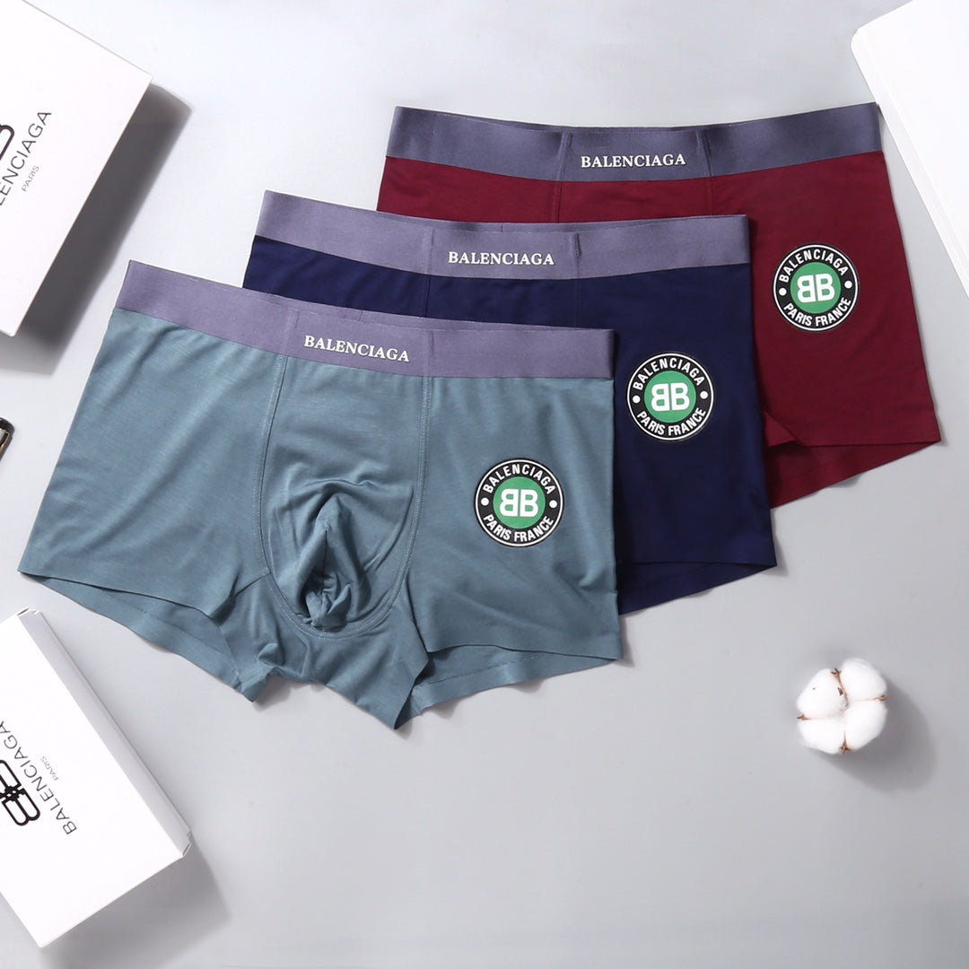 Balenciaga Visible Colour, Waistband And Emblem Details Men's Boxer Briefs - 3-Piece Box